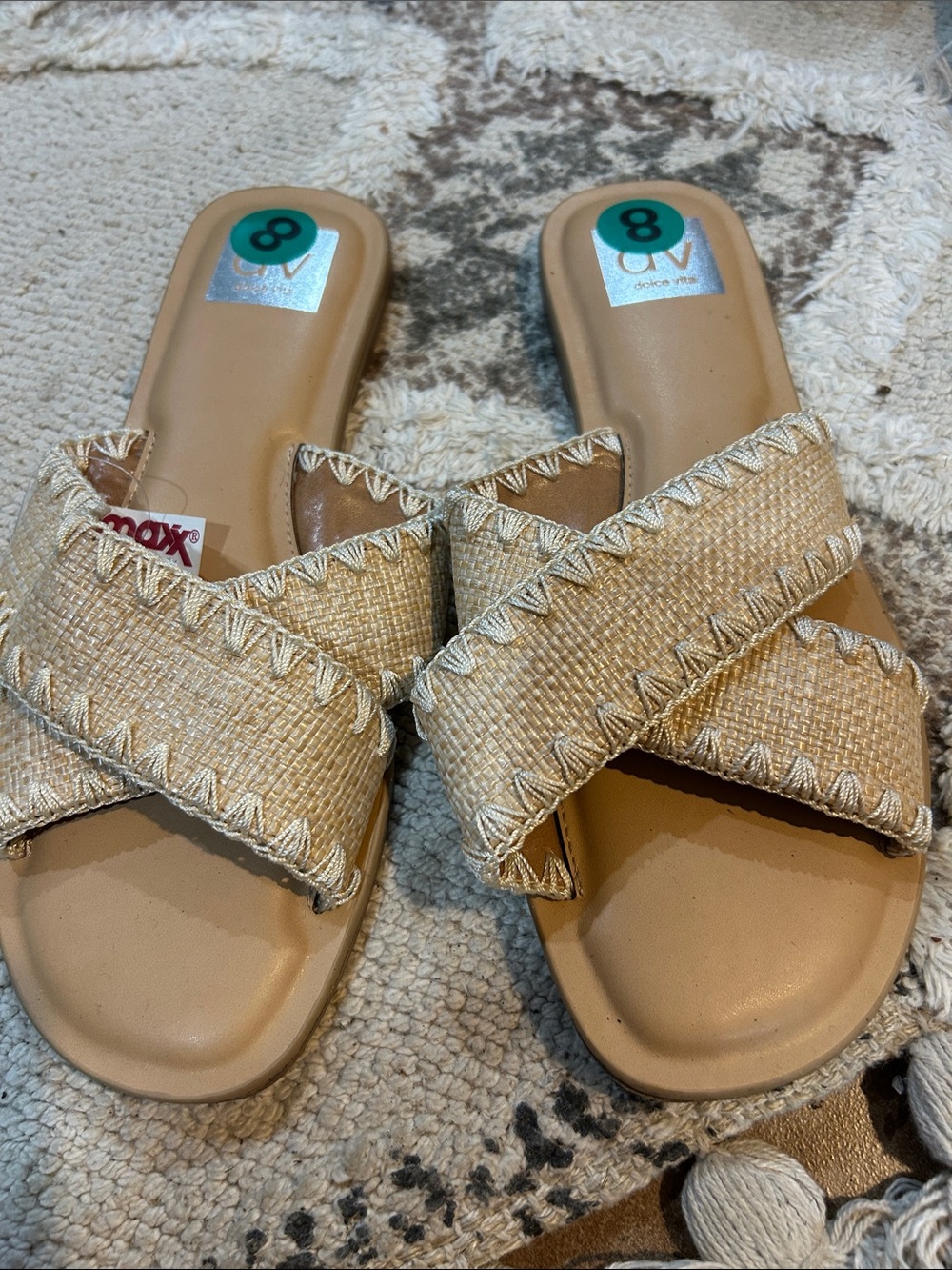 Dolce Vita Natural Woven Crisscross Slide Sandals